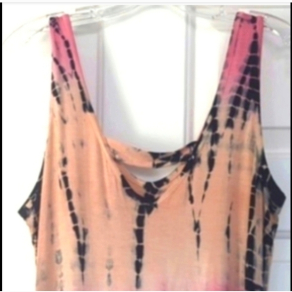Raya Sun tie dye sleeveless tank top or swimsuit beach coverup, Pink coral peach - Picture 7 of 10